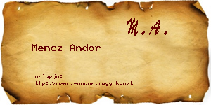 Mencz Andor névjegykártya